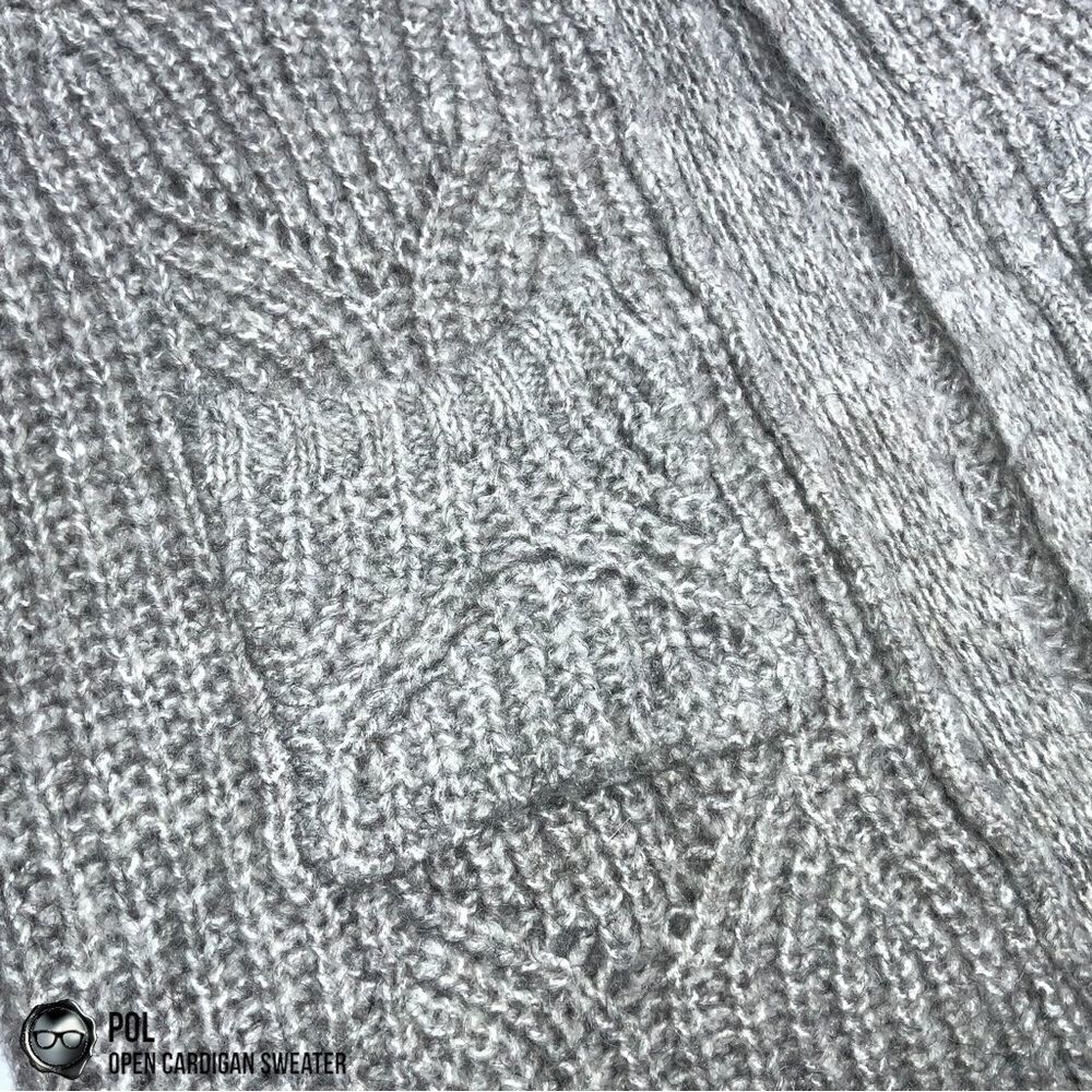 POL CHUNKY CABLE KNIT DUSTER CARDIGAN SWEATER HEATHER GREY WOMEN’S SIZE MEDIUM - Picture 9 of 15